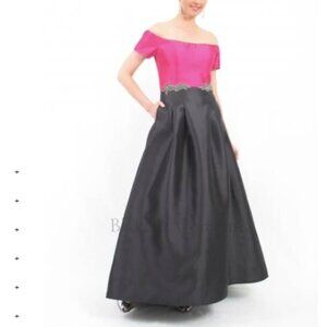 Ideas by Barbara Long Gown Style #3344-16 WHITE & BLACK Size M NWT